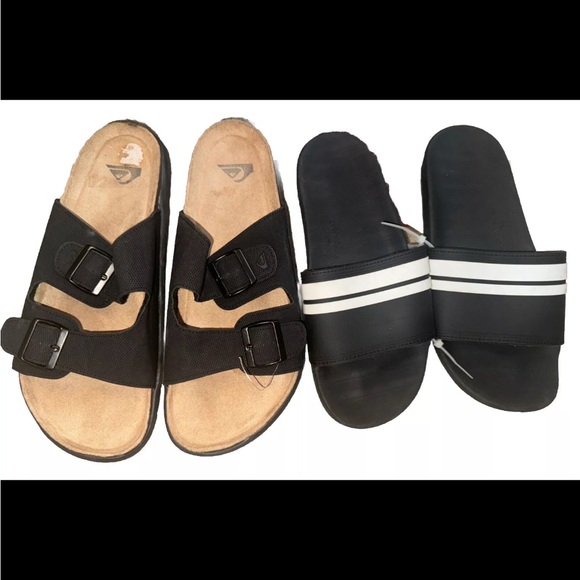 QUIKSILVER 2 Pairs Sandals/Slides Black Size 11 *Used Once* - Picture 2 of 11